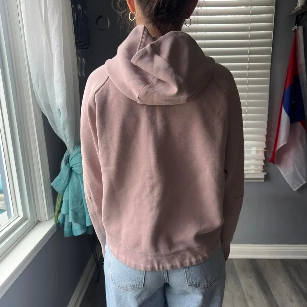 Nike Tech Women's Size L Pink Zip-Up cropped Hoodie Fleece pockets